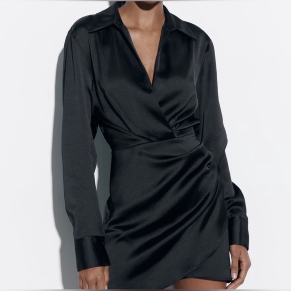 Zara Black Satin Mini Dress